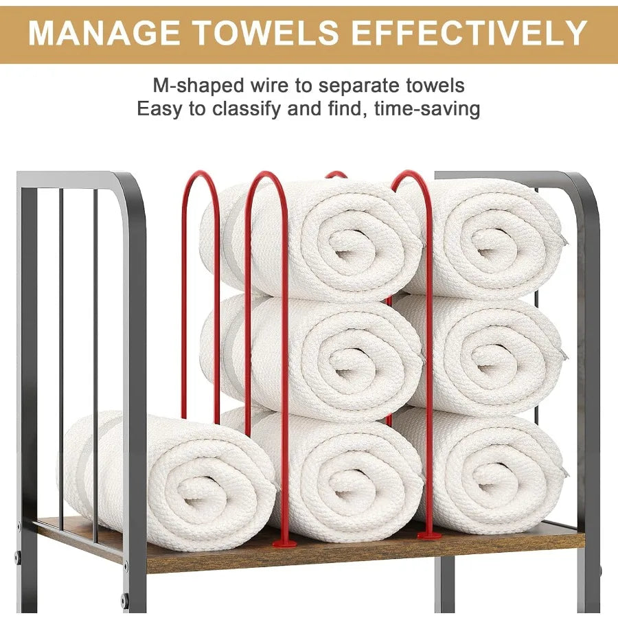 XIUWO Free Standing 3-Tier M-Shaped Towel Rack With Detachable Dividers