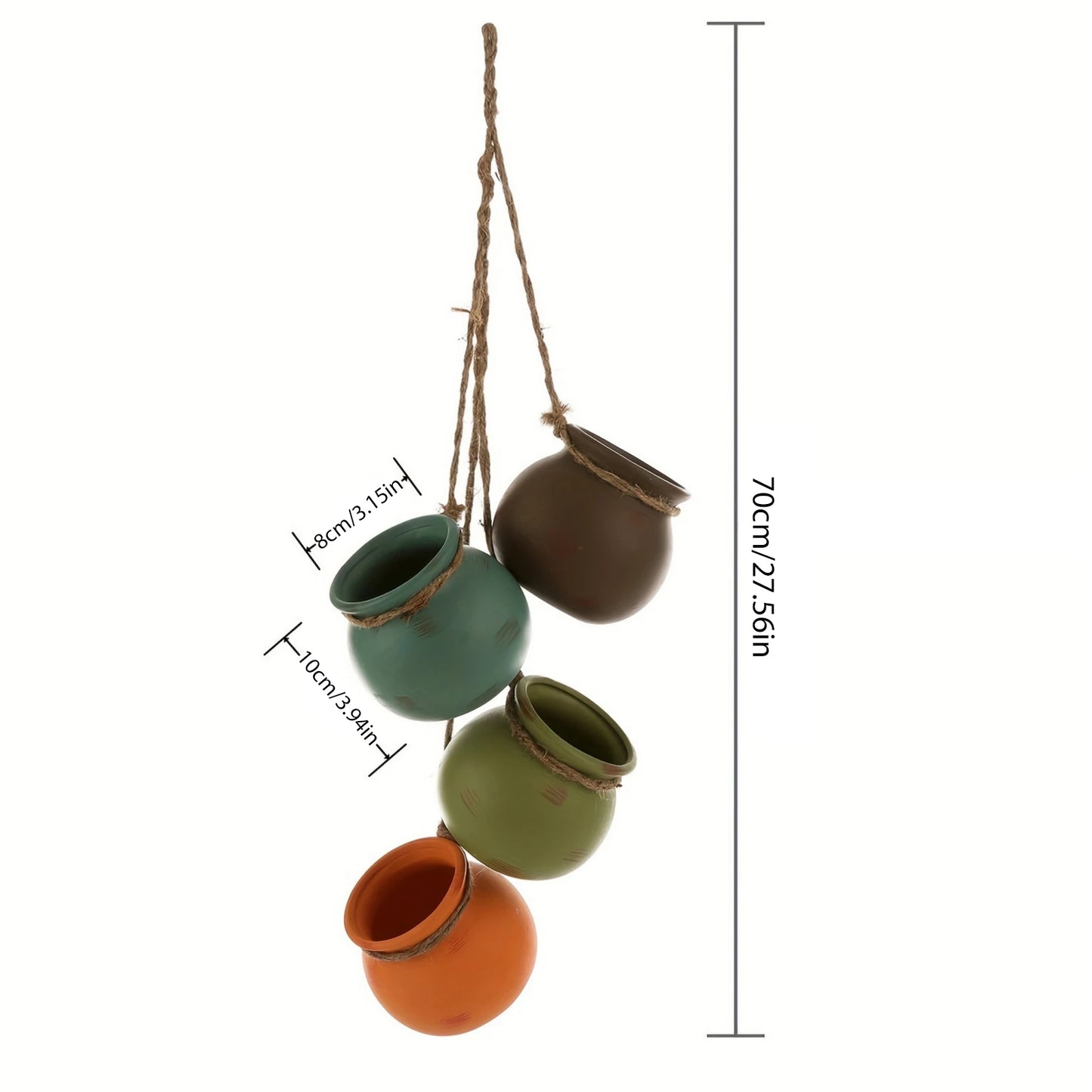 Ceramic Hanging Plant Baskets Macrame Rope Holder for Succulents