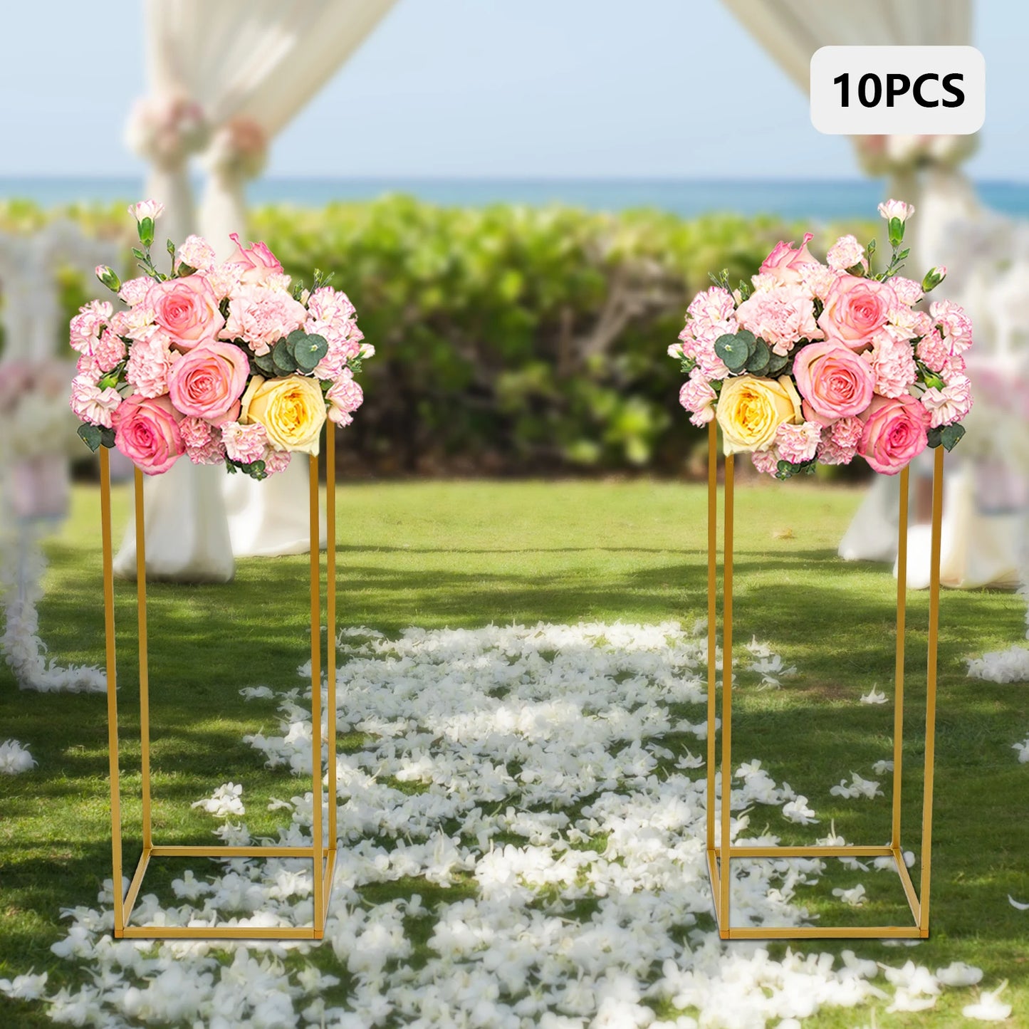 Wedding Flower Stand Set 10 Pcs Metal Column Rack Display