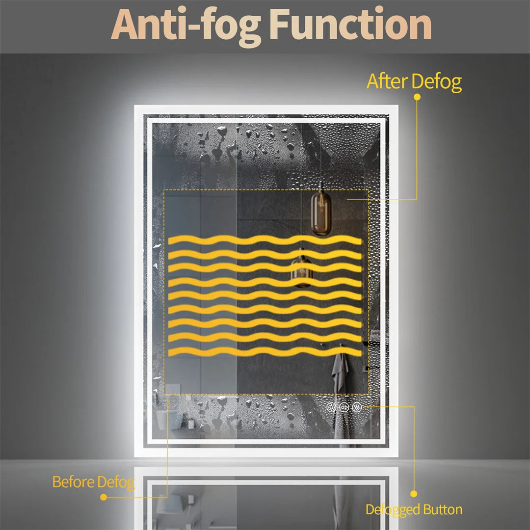 Luvodi Led Backlit Defog Bathroom Mirror With Dimmable Light
