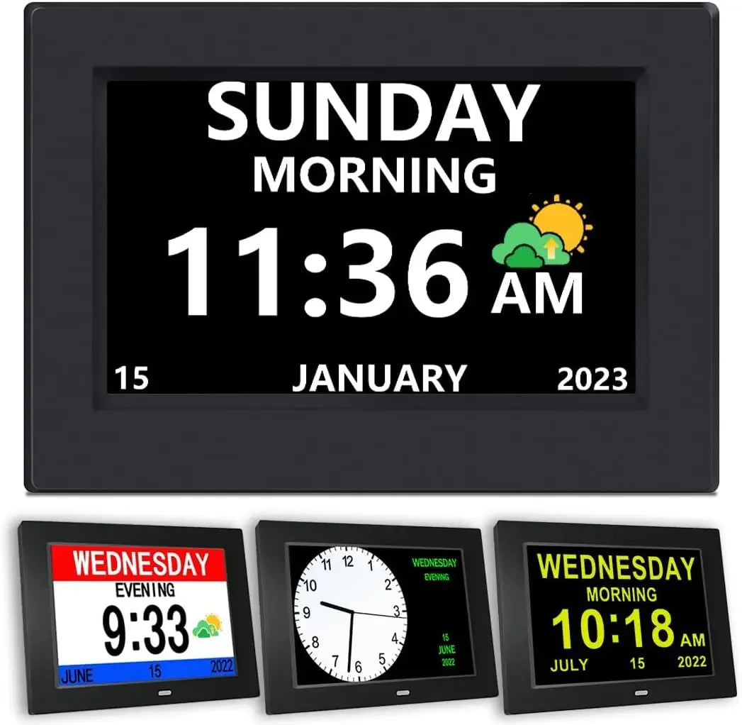 Memwake Dementia Digital Alarm Clock With Auto Dimming LCD Calendar