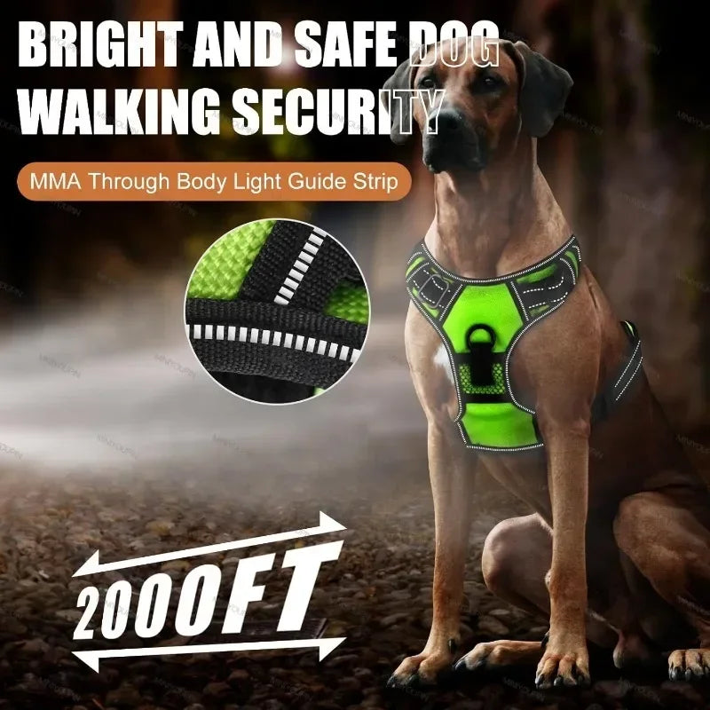 Led Luminous Dog Harness Rechargeable No Pull Adjustable Vest For Dogs