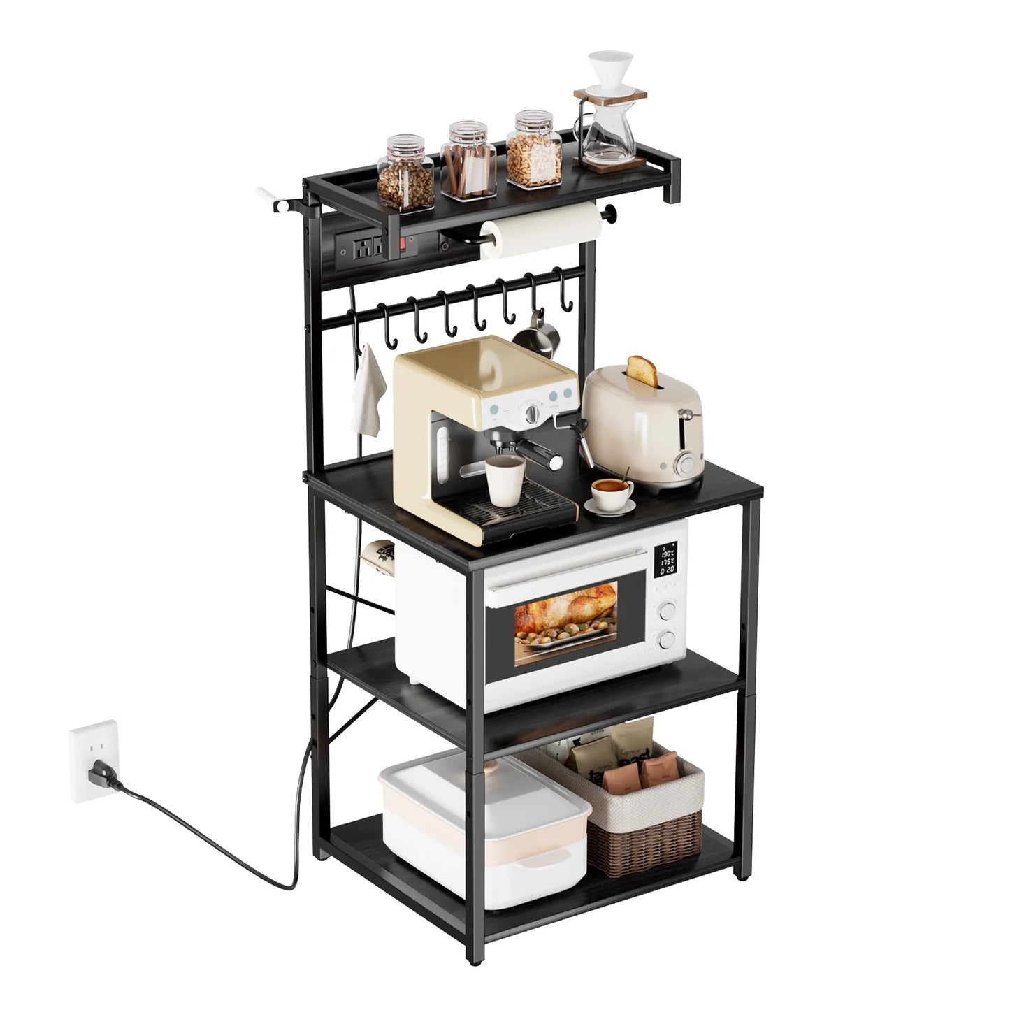 SucceBuy Power Bakers Rack With X Shaped Support And Hooks