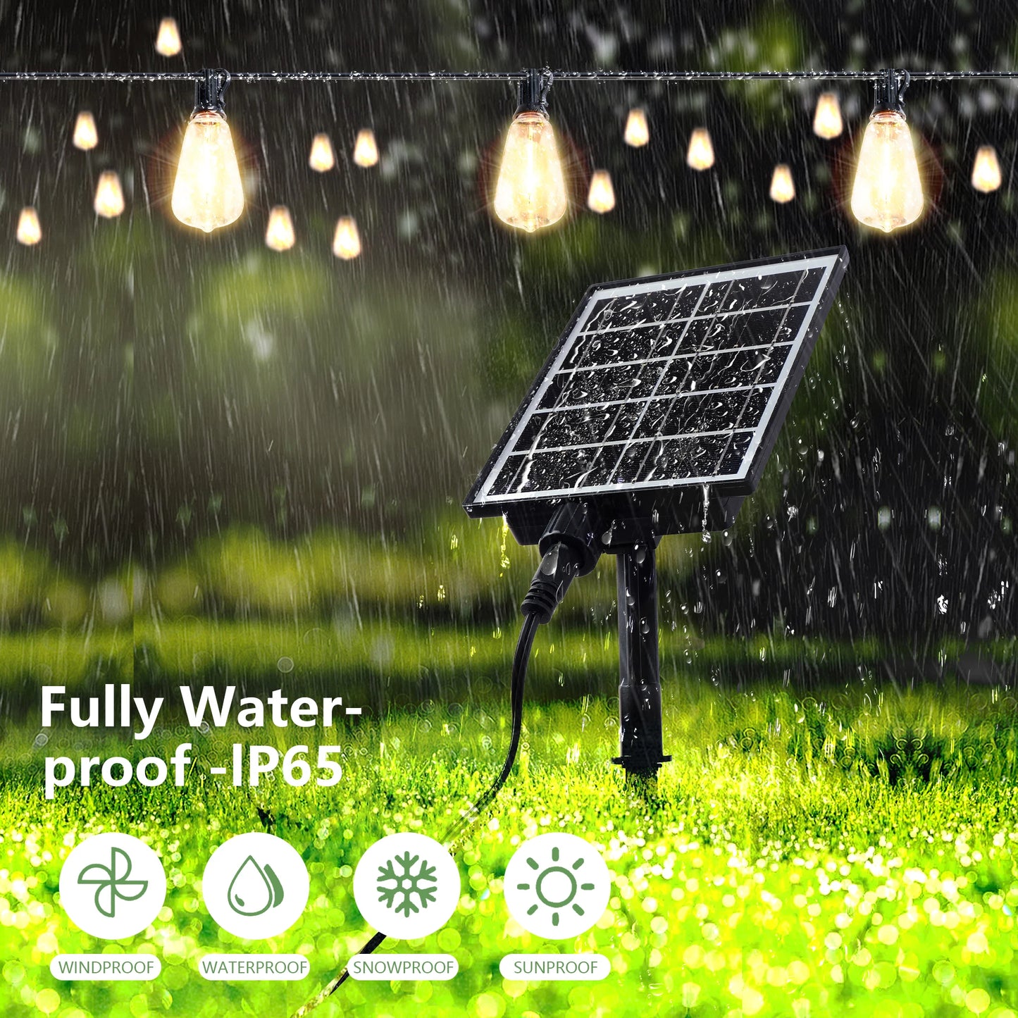 ARLGSITE Solar Outdoor String Lights IP65 Waterproof Shatterproof Bulbs