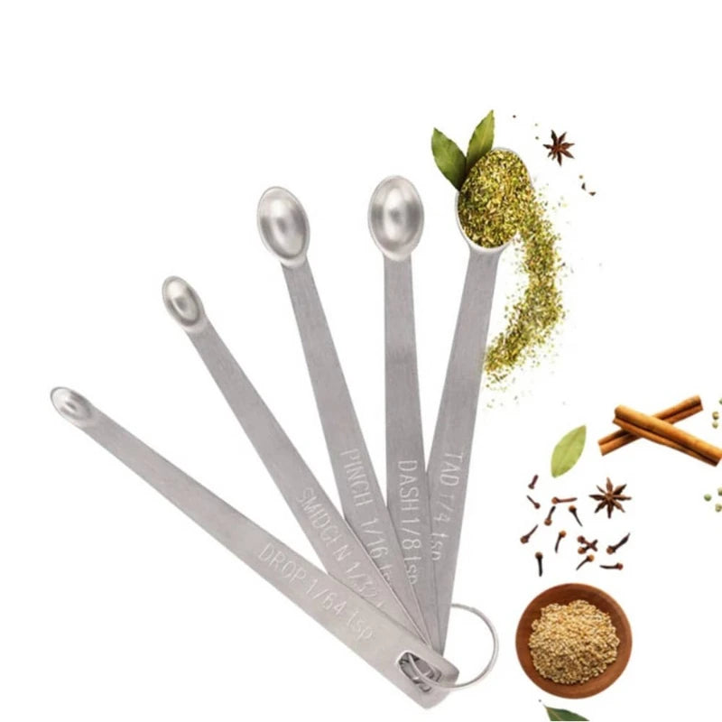 5 Piece Stainless Steel Measuring Spoons Set for Kitchen Use