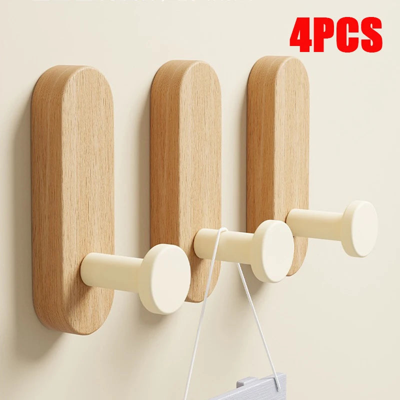 Self Adhesive Wood Wall Hooks For Coat Towel Robe Entryway