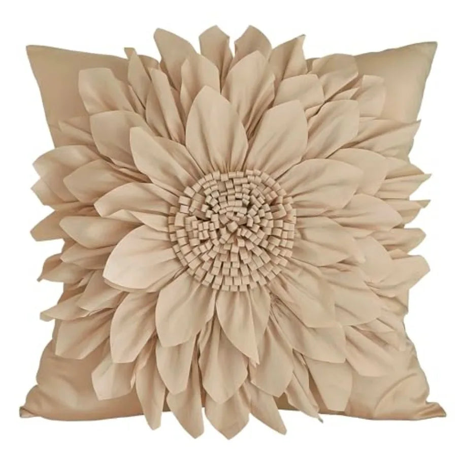 3D Sunflower Decorative Throw Pillow Covers for Bed Sofa Couch Car, Accent Floral Taffeta Cushion Cover, Handmade Pillow Cases