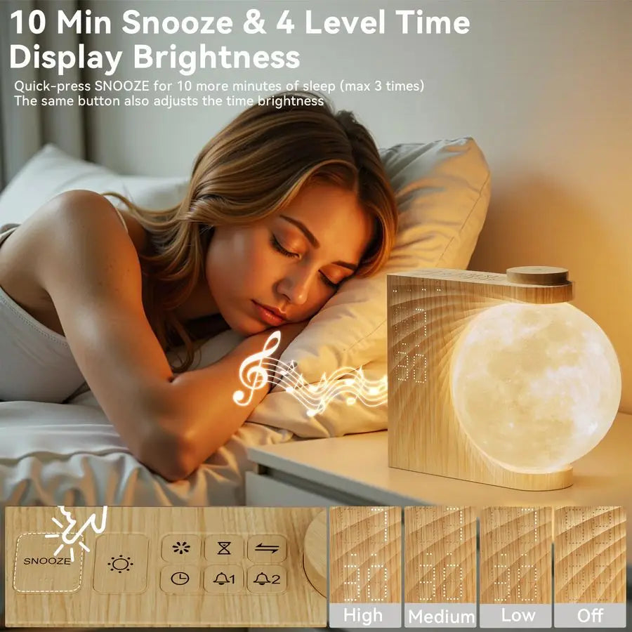 Alarm Clock With Moon Light Night Lamp And Sleep Timer