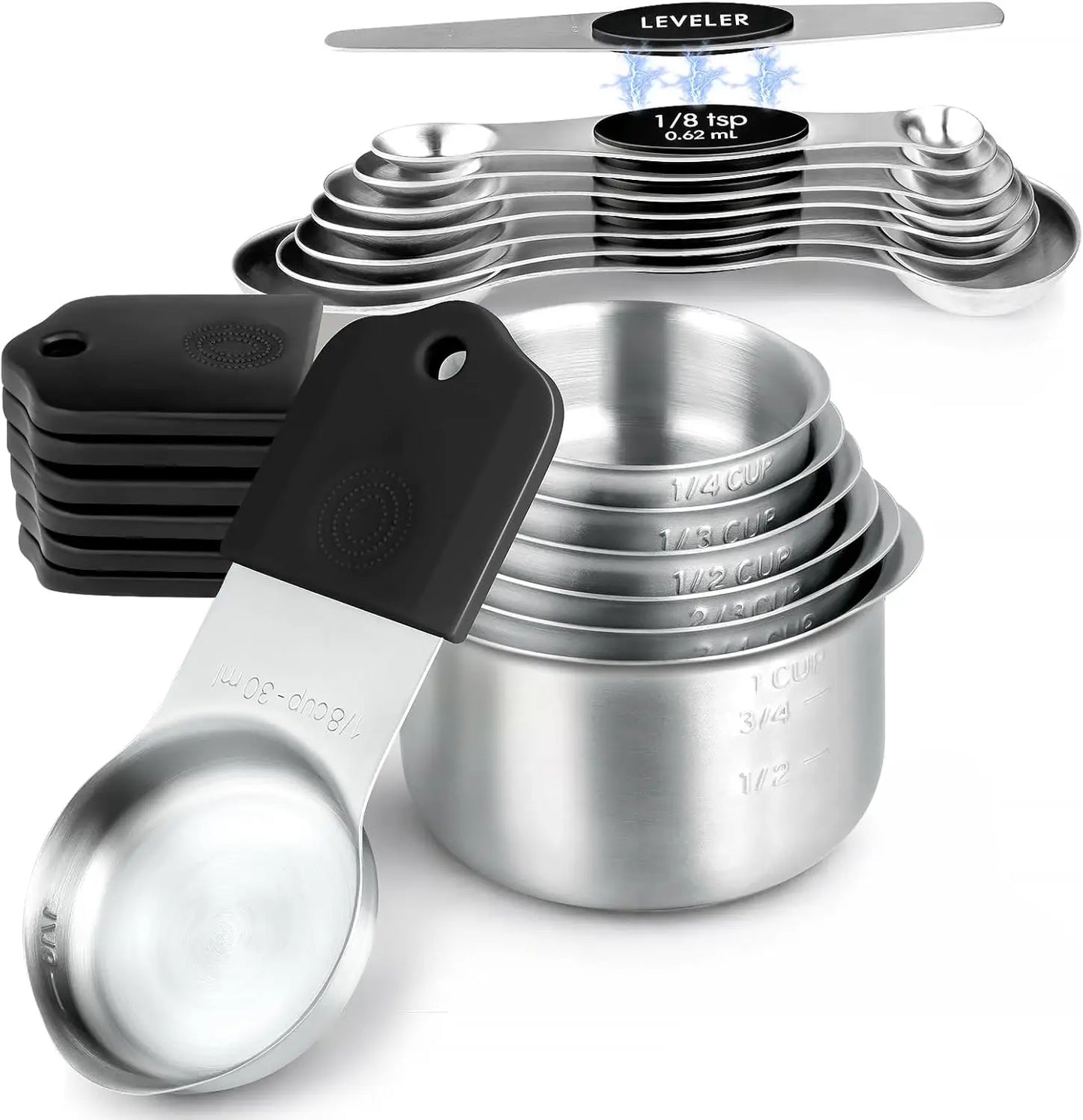 Magnetic Measuring Cups And Spoons Set Stainless Steel
