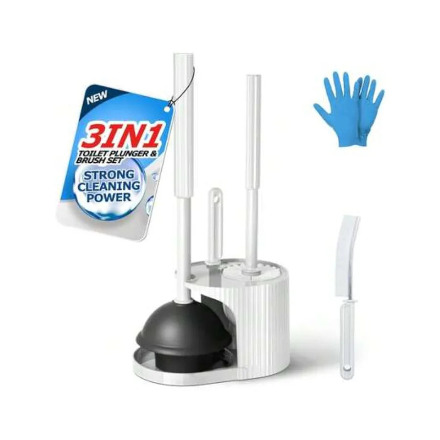 3 In 1 Toilet Brush And Plunger Set For Efficient Cleaning