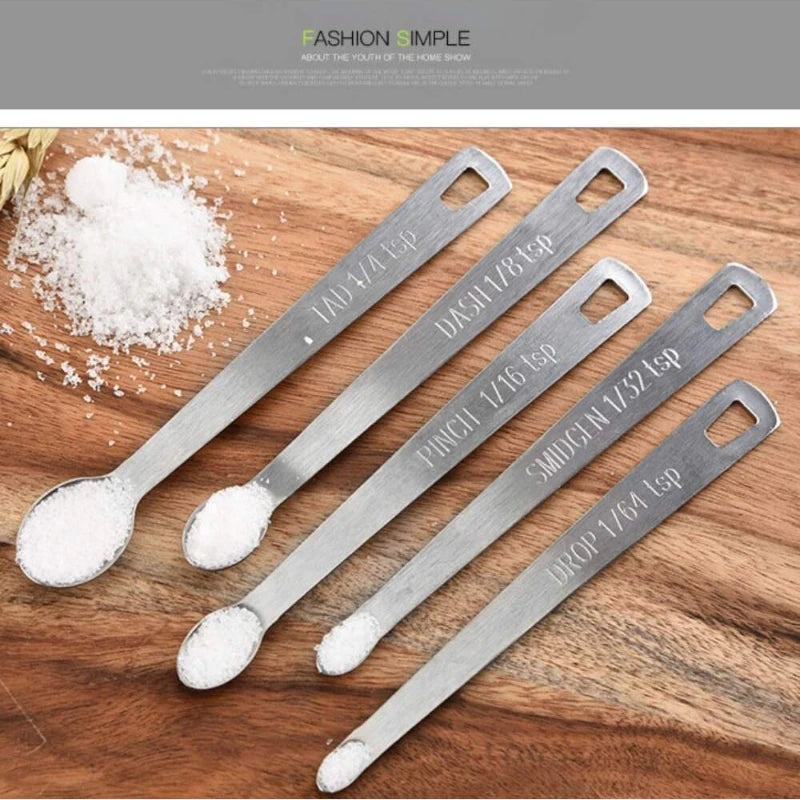 5 Piece Stainless Steel Measuring Spoons Set for Kitchen Use