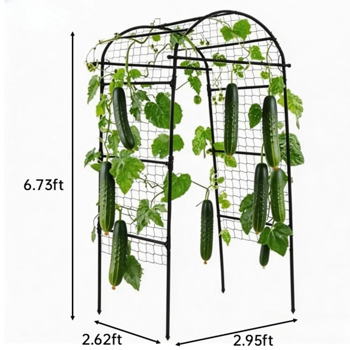 Garden Arch Trellis For Raised Beds Black U-Shape Metal Climbing Plant Support Rust-Resistant Vertical Frame For Vegetables Grapes Roses Quick Tool-Free Setup