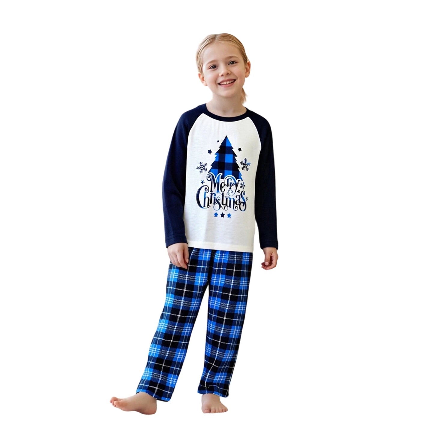 Family Christmas Pajama Set Reindeer Print Cozy Plaid