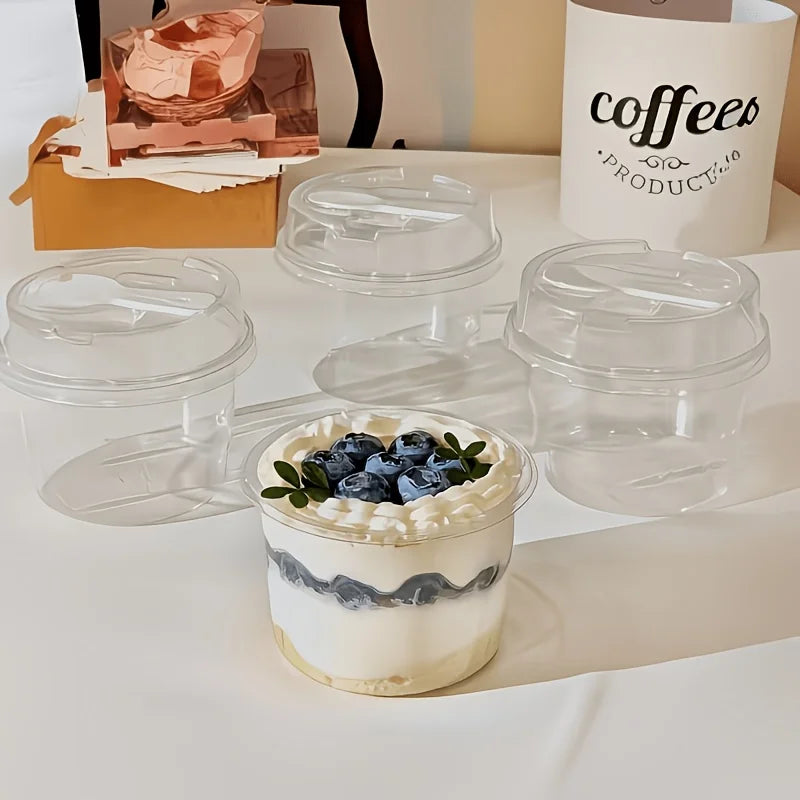 Reusable Plastic Dessert Cups With Lids And Spoons For Parties