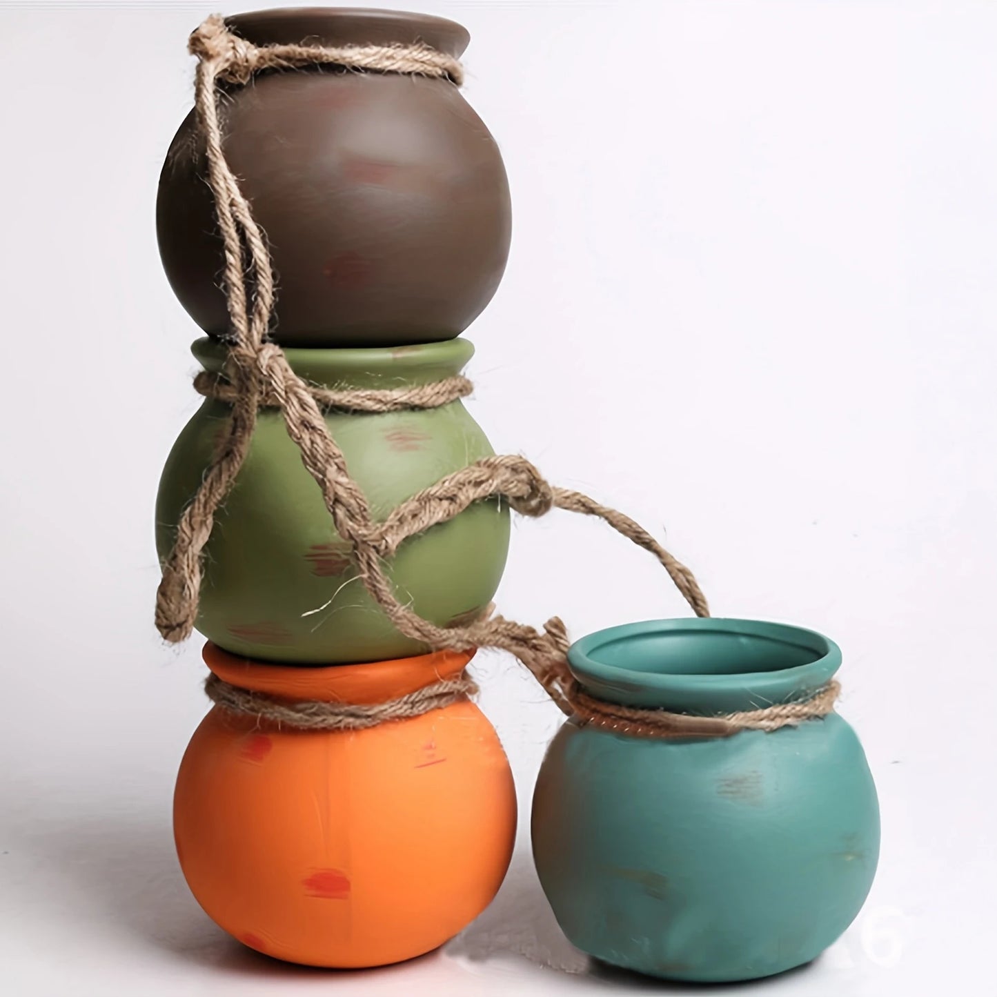 Ceramic Hanging Plant Baskets Macrame Rope Holder for Succulents