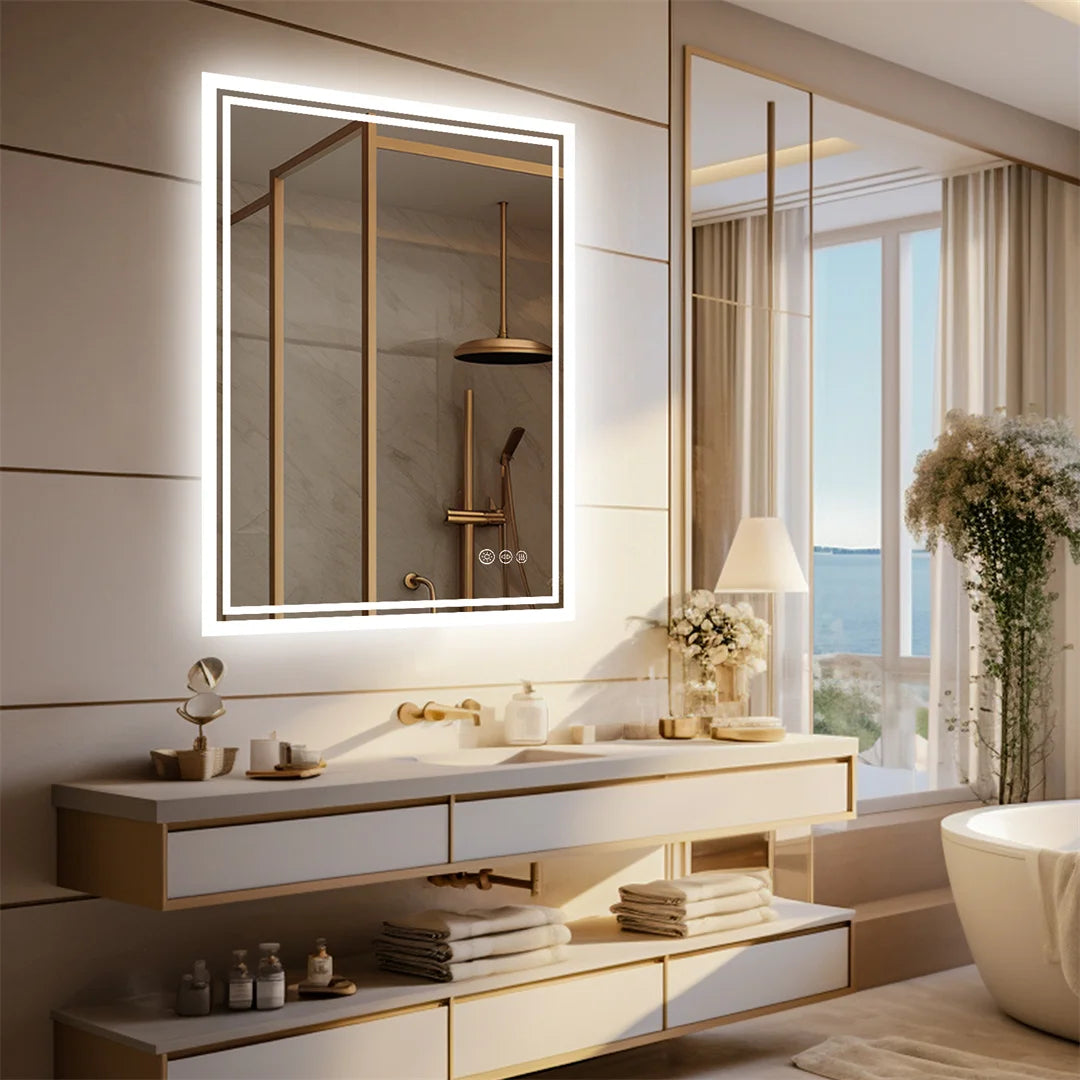 Luvodi Led Backlit Defog Bathroom Mirror With Dimmable Light