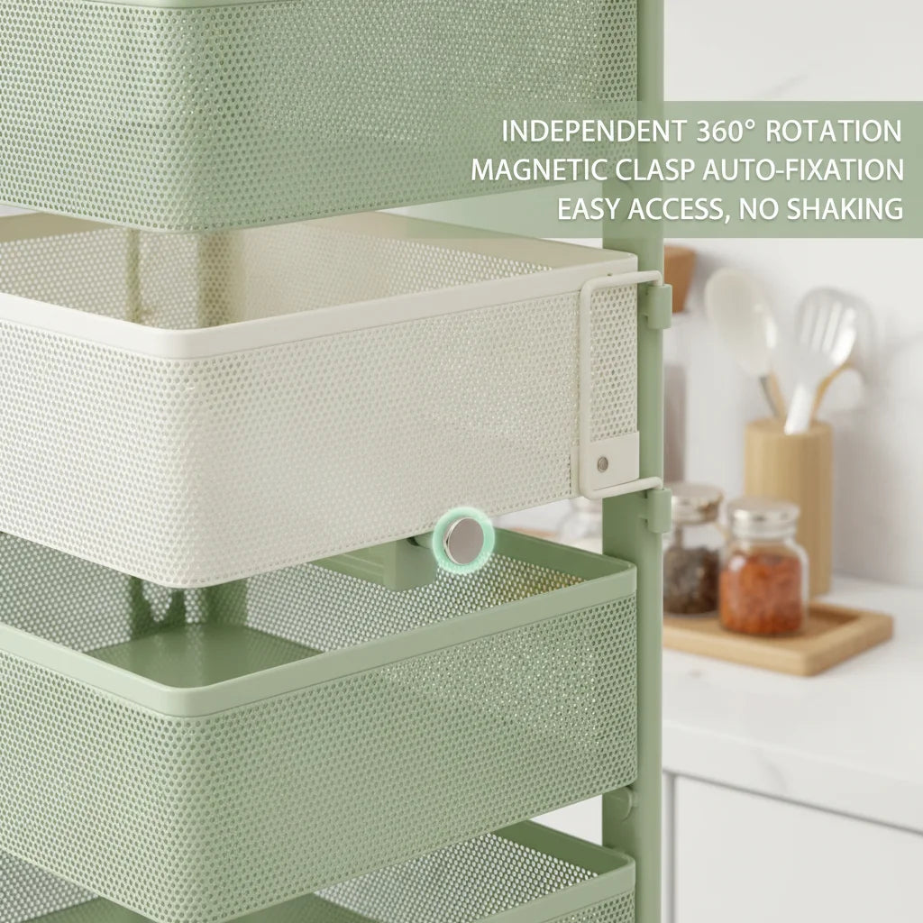 Bymaocar Five Tier Rotating Kitchen Rack With Lockable Wheels