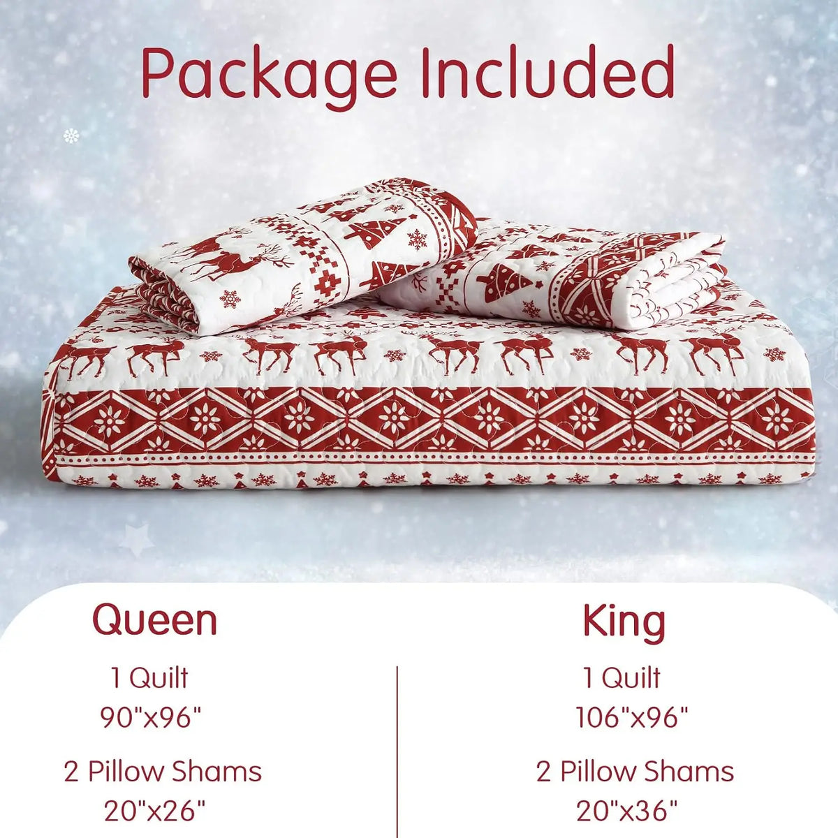 Christmas Snowflake Fleece Quilt Set With Soft Warm Bedding Blankets