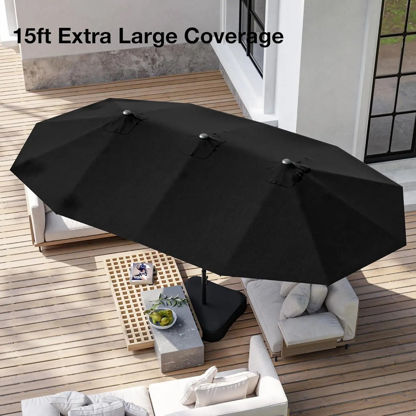 Rectangle Double Sided Patio Umbrella With Base Included And Crank