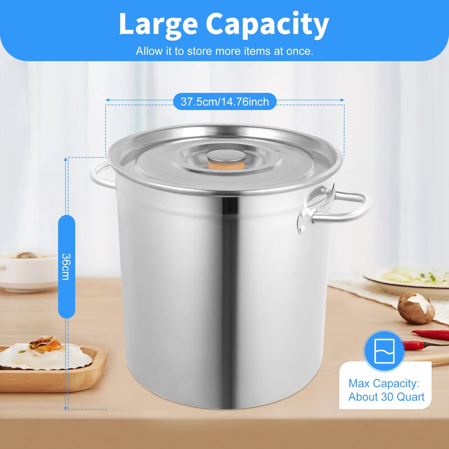 Stainless Steel Soup Stock Pot with Lid and Handles