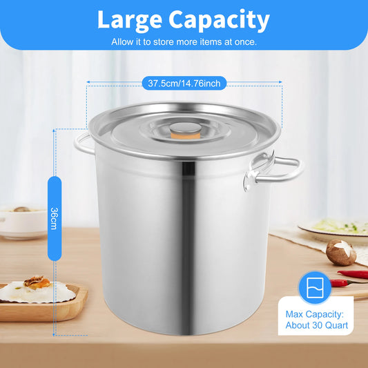 Stainless Steel Soup Stock Pot with Lid and Handles