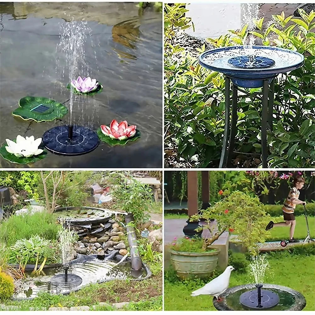 Floating Solar Panel And Fountain Pump With 4 Nozzles For Garden Pond Decor