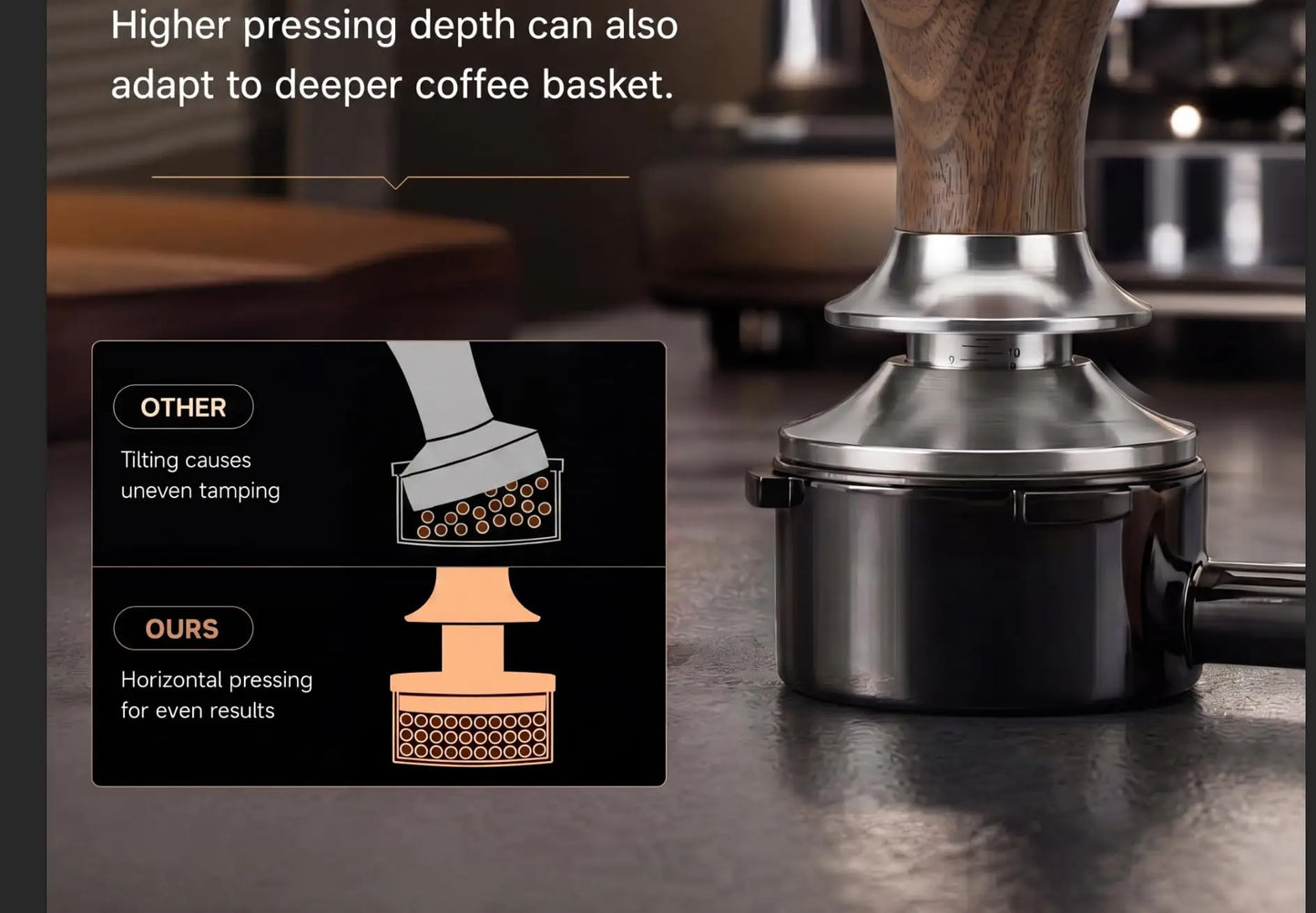 51mm 58mm Espresso Tamper with Wood handle & Ripple Base | Wood Handle, Ripple Base