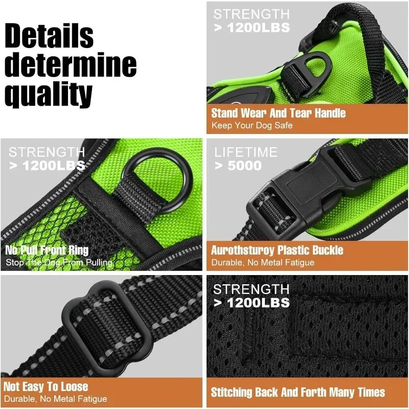 Led Luminous Dog Harness Rechargeable No Pull Adjustable Vest For Dogs