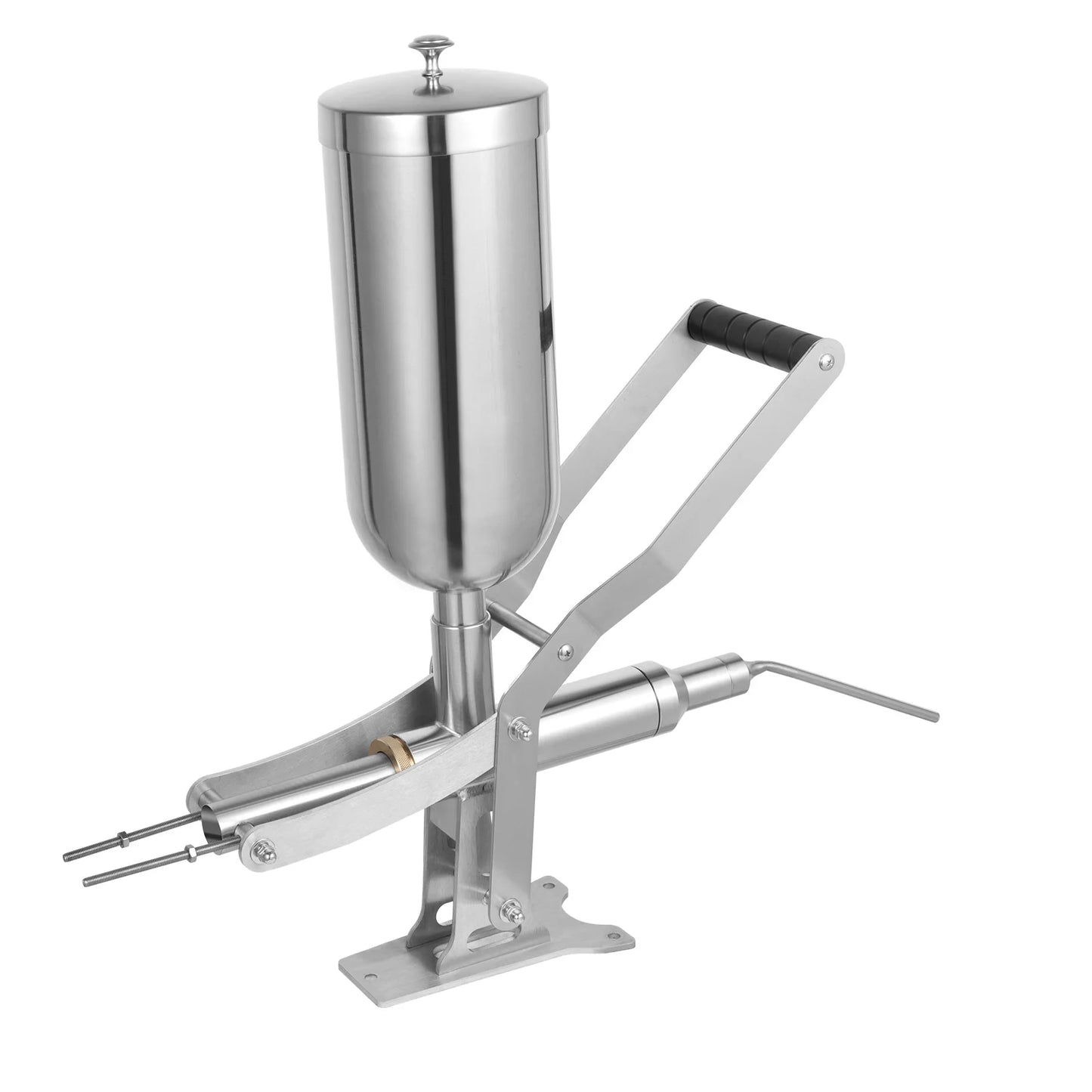 Manual Donut Filler, 5L 304 Stainless Steel Countertop Injector, 4 Interchangeable Nozzles Dustproof Hopper Cover Mountable Y Base Hand-operated Filling Machine For Bakery Cafe Dessert Shop Cream Jam Dispensing