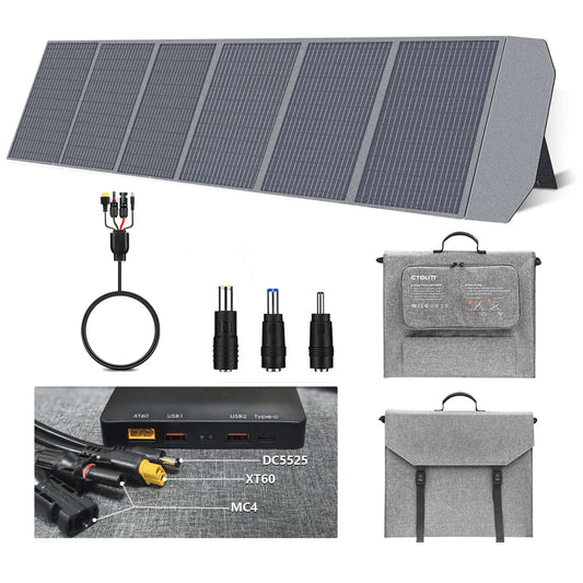 CTOLITY 200W Portable Solar Panel With QC3.0 Type C MPPT