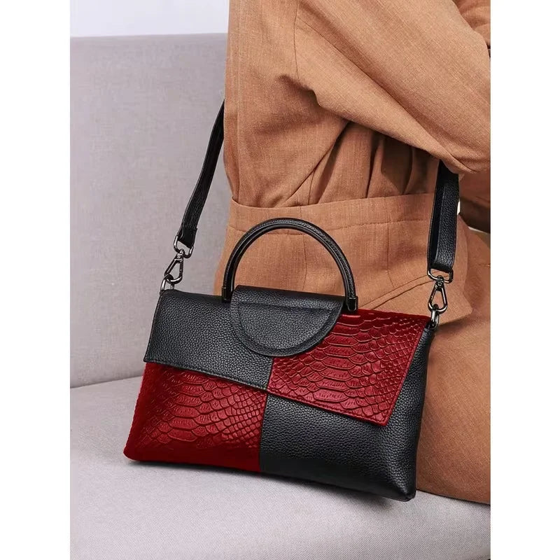 Women's Crocodile Pattern Shoulder Crossbody Tote Bag For Elegant Occasions