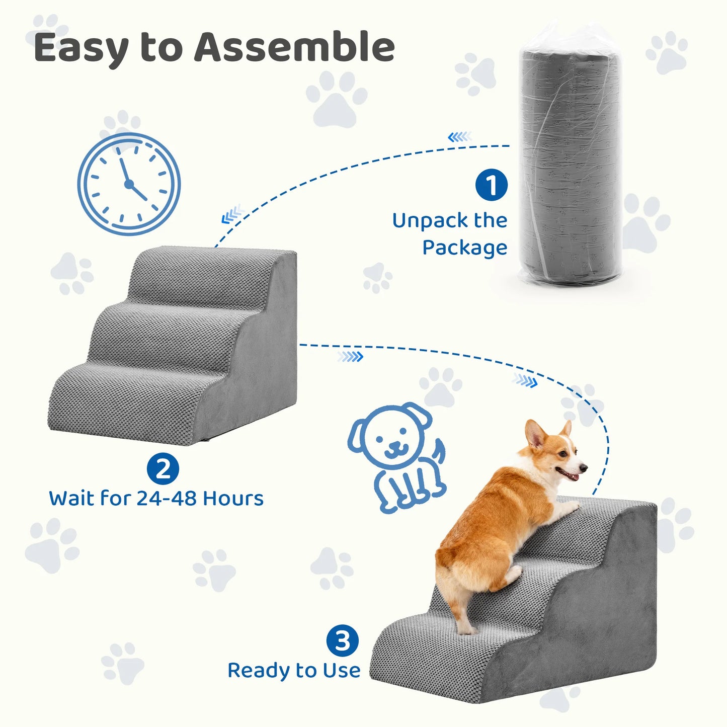 Jhk Premium Curved High Density Foam Pet Dog Stair Ramp