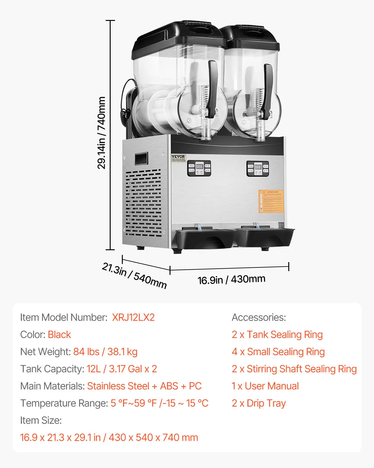 VEVOR Dual Tanks Slushy Machine For Margaritas And Frozen Drinks