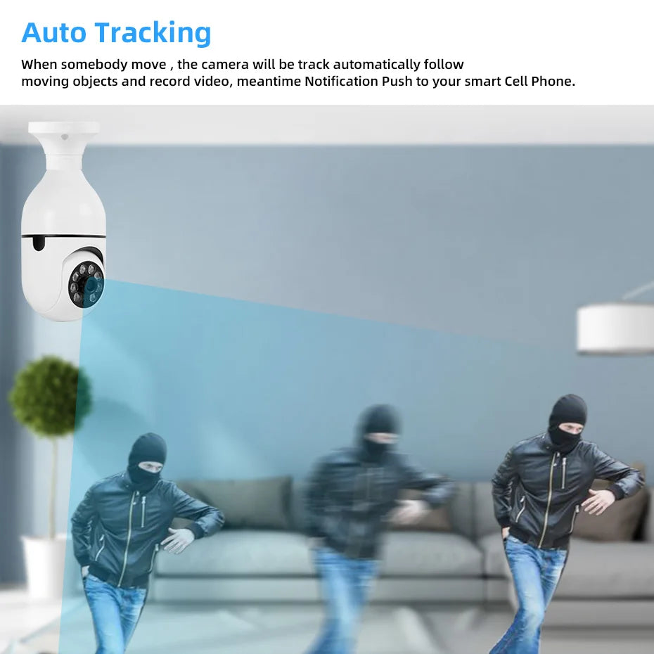 Fuers E27 Bulb Security Camera AI Tracking Two Way Audio