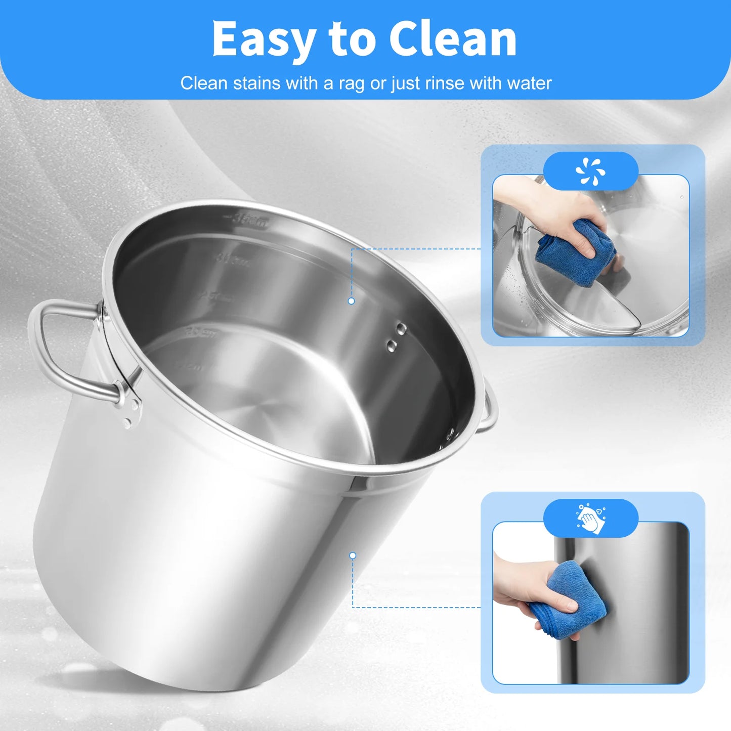 Stainless Steel Soup Stock Pot with Lid and Handles
