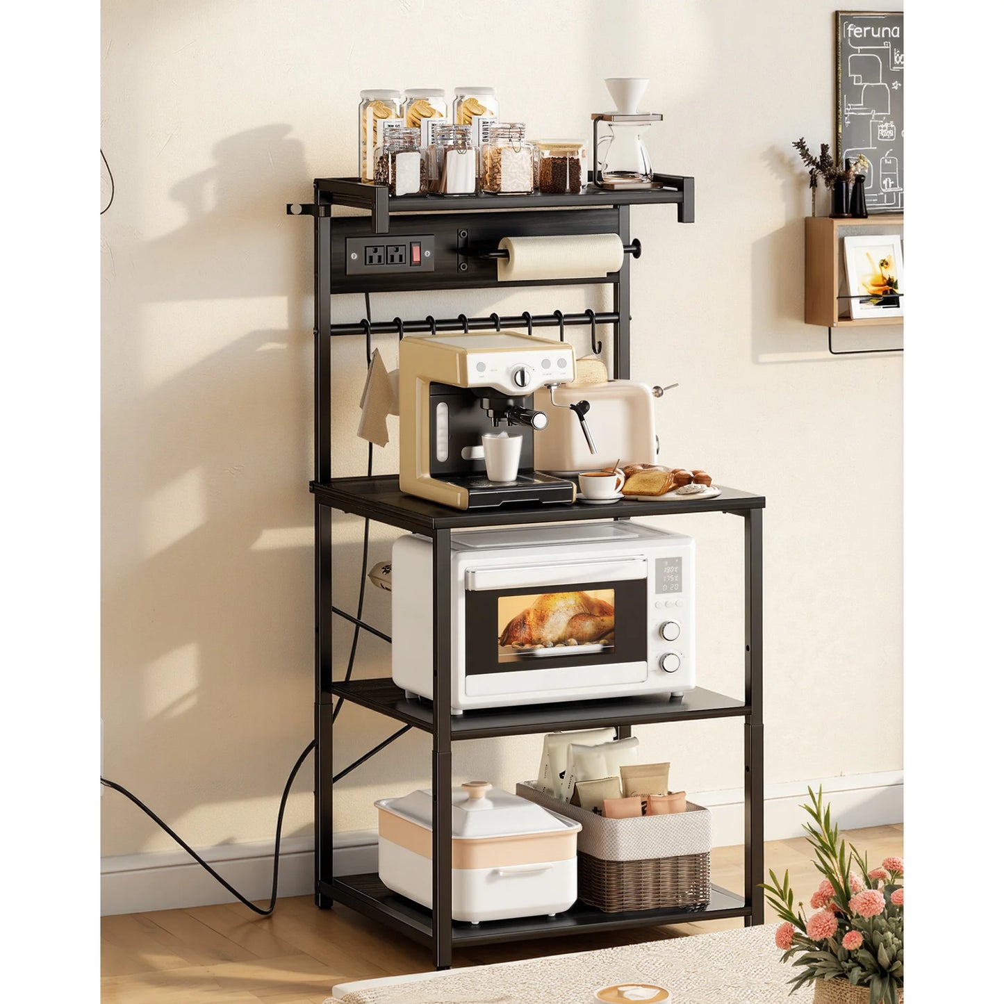 SucceBuy Power Bakers Rack With X Shaped Support And Hooks