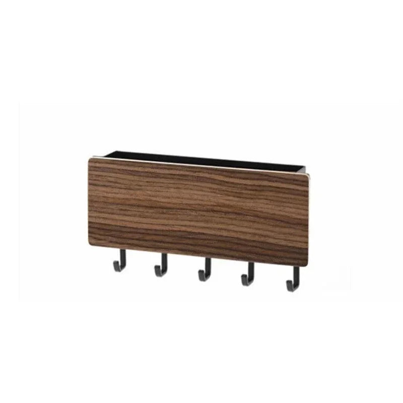 Wall Hanging Bamboo Key Organizer With 6 Hooks For Home