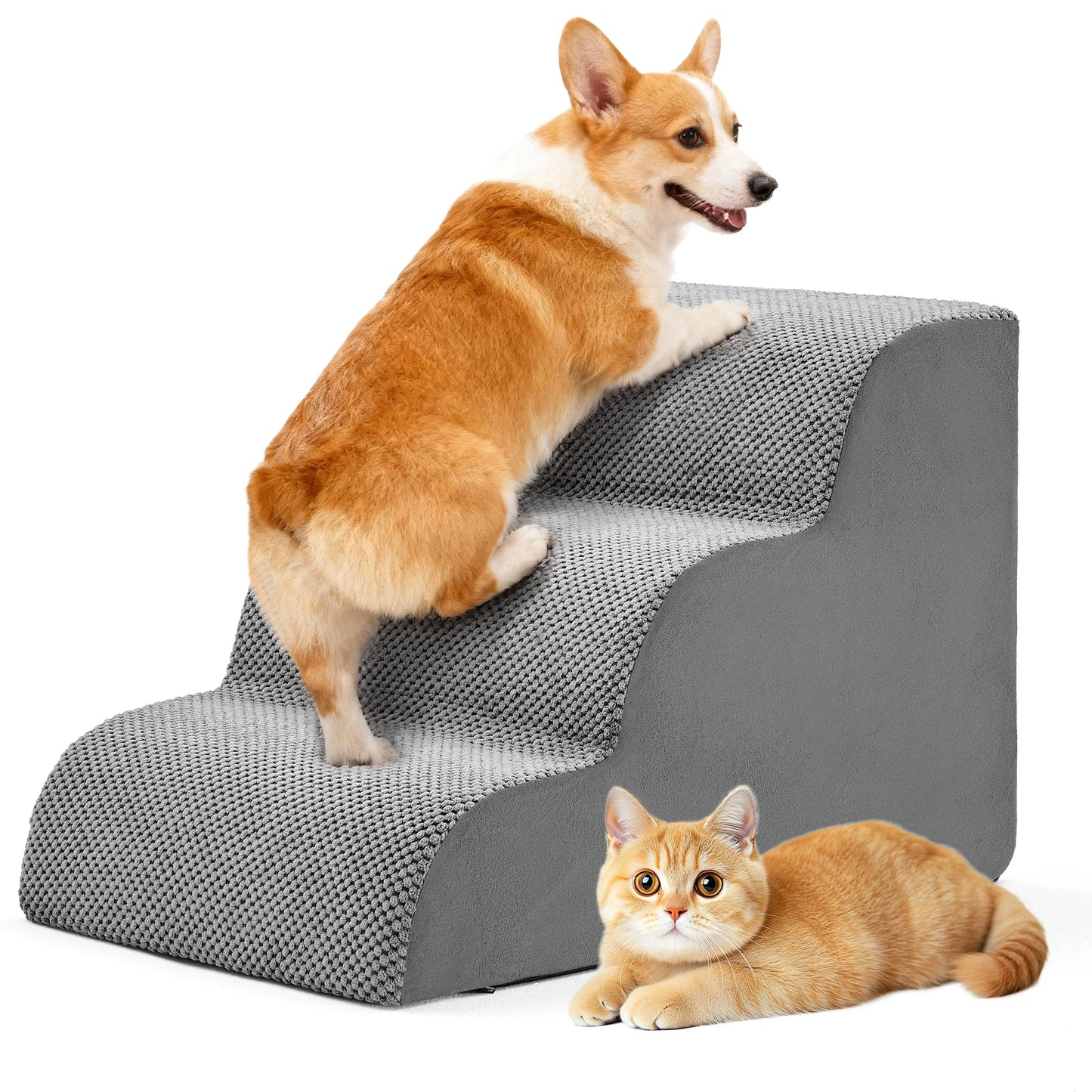 Jhk Premium Curved High Density Foam Pet Dog Stair Ramp