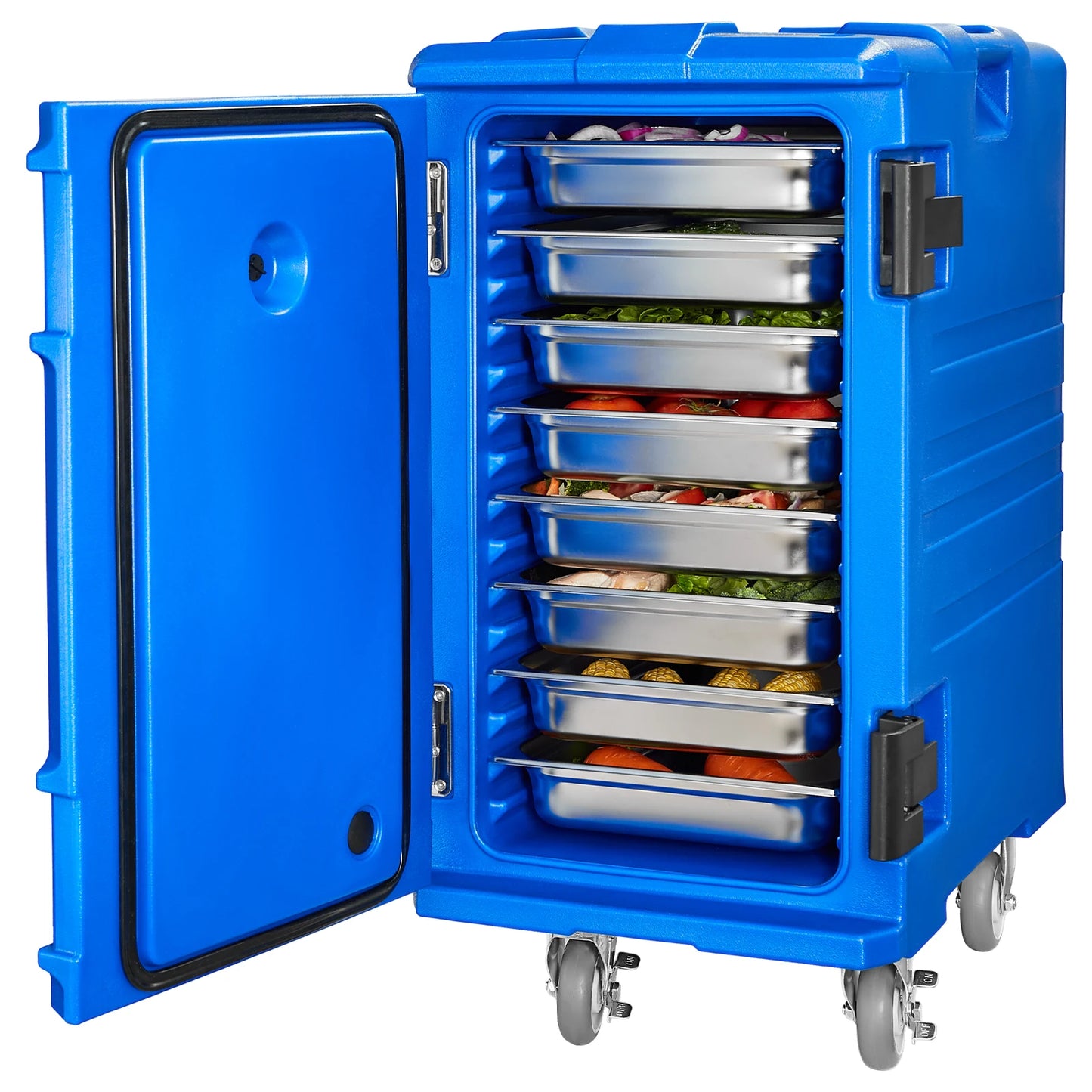 SucceBuy75-120 L Insulated Food Pan Carrier Food Box Front Loading Food Warmer with Handle&Double Buckles for Restaurant Canteen