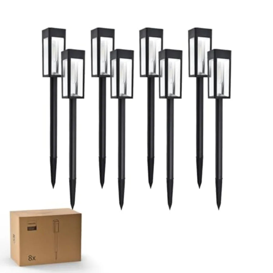 8 Packs Solar Pathway Lights Outdoor, Glass Metal Led Garden Landscape Lightings, 3000K Warm White, Waterproof for Decor Yard,