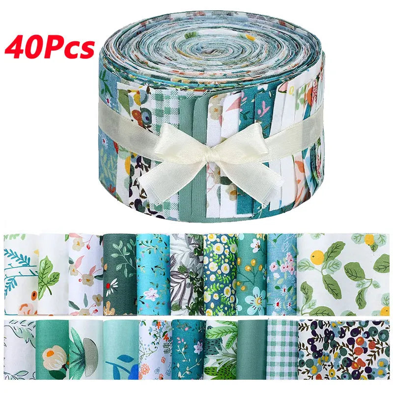 NONECN 40Pcs DIY Cotton Craft Fabric With Printed Patterns