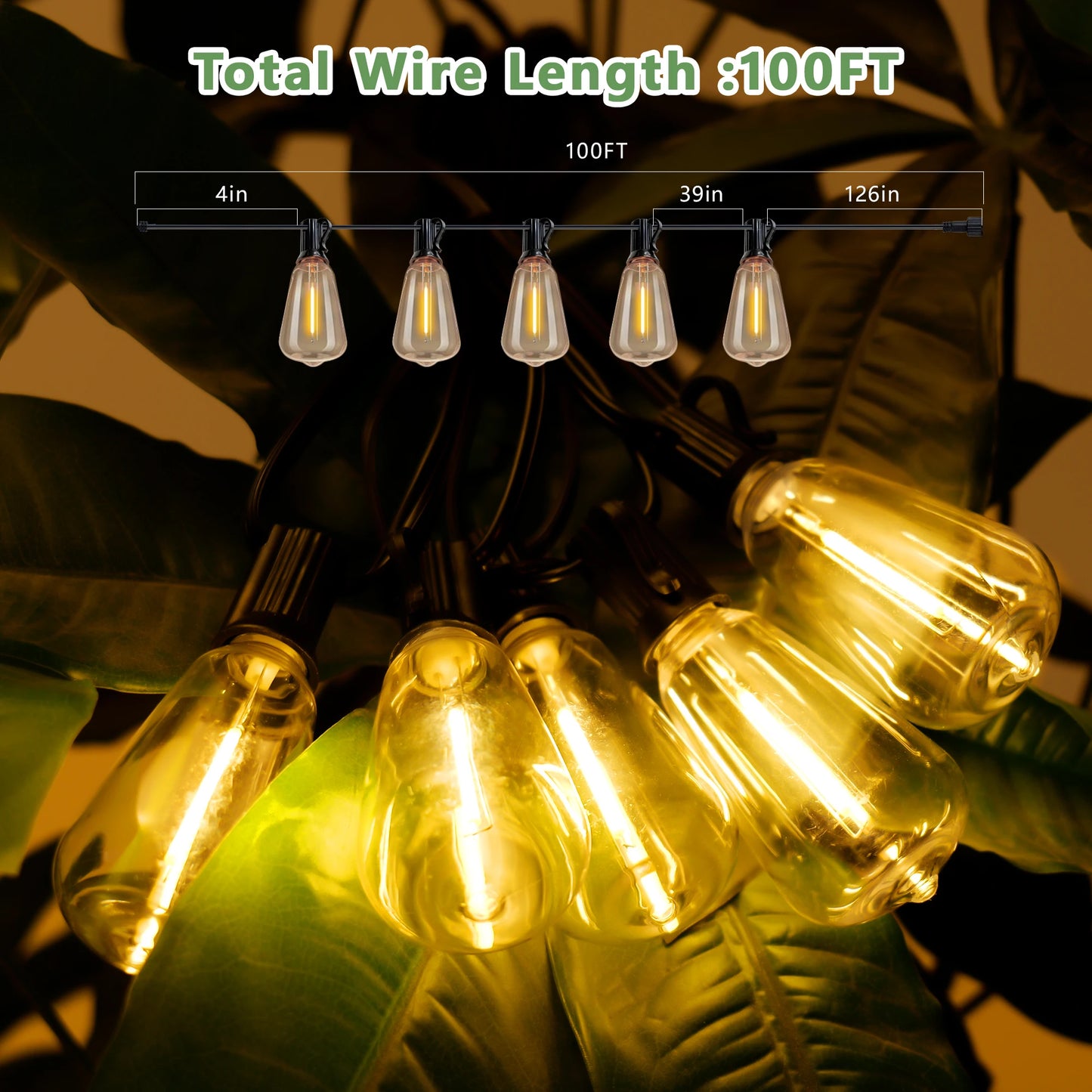 ARLGSITE Solar Outdoor String Lights IP65 Waterproof Shatterproof Bulbs