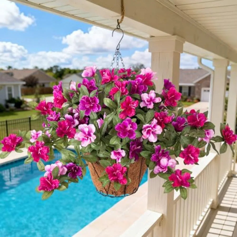 Artificial Hanging Flowers For Outdoor Baskets 3 Pack Silk Flowers