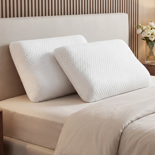 JHK 2-Piece Memory Foam Pillows With Ventilated Removable Covers