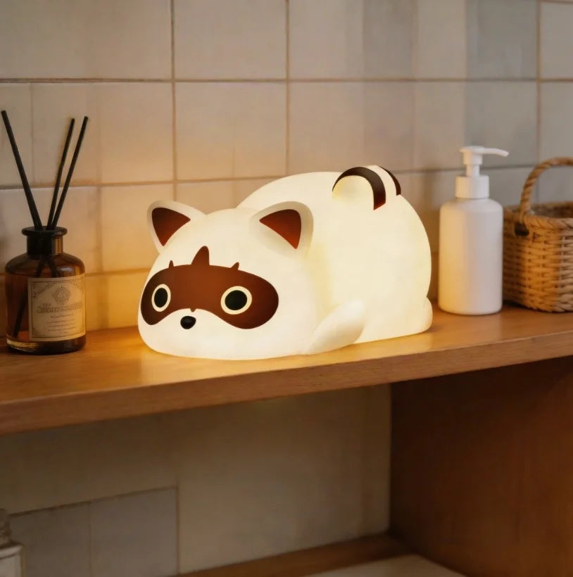 Portable Silicone Raccoon Night Light With Touch Control