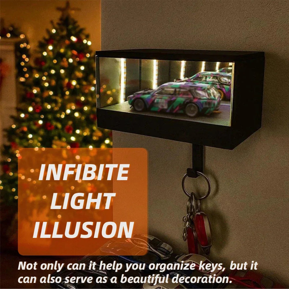 Car Garage Key Holder Infinite Light LED Wall Mount Organizer