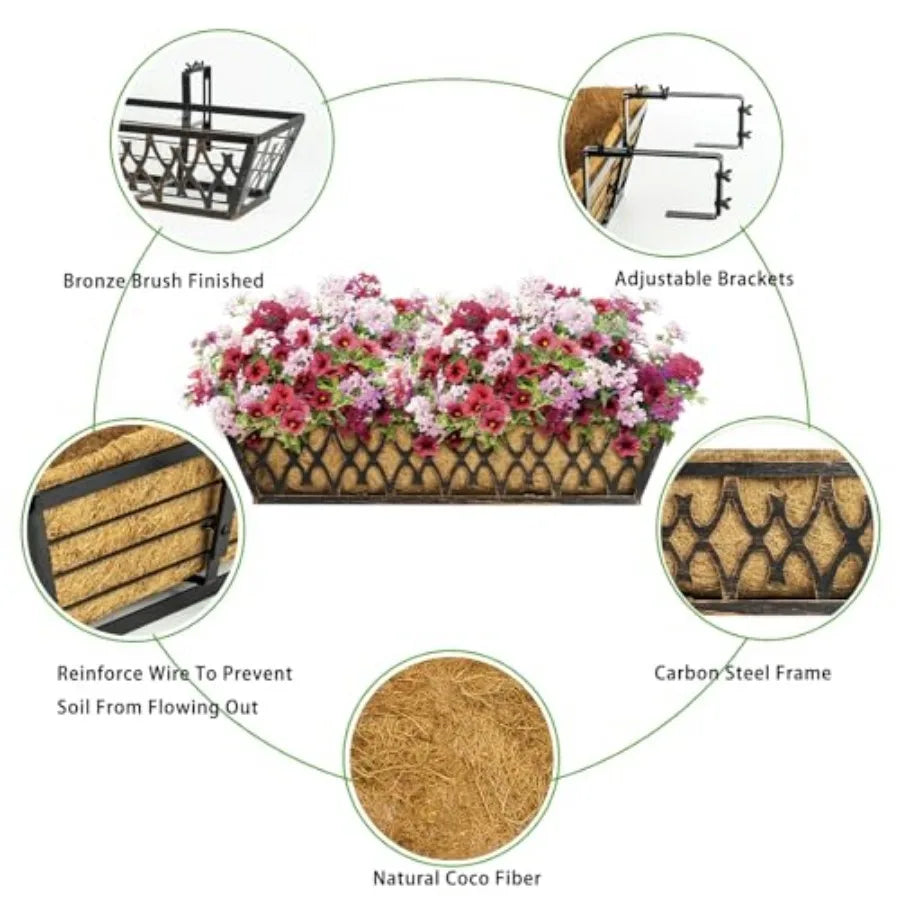Window Boxes Planters Railing Planter Box With Adjustable Brackets
