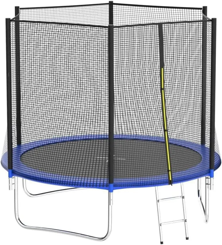 Outdoor Trampoline With Safety Enclosure Net And Basketball Hoop