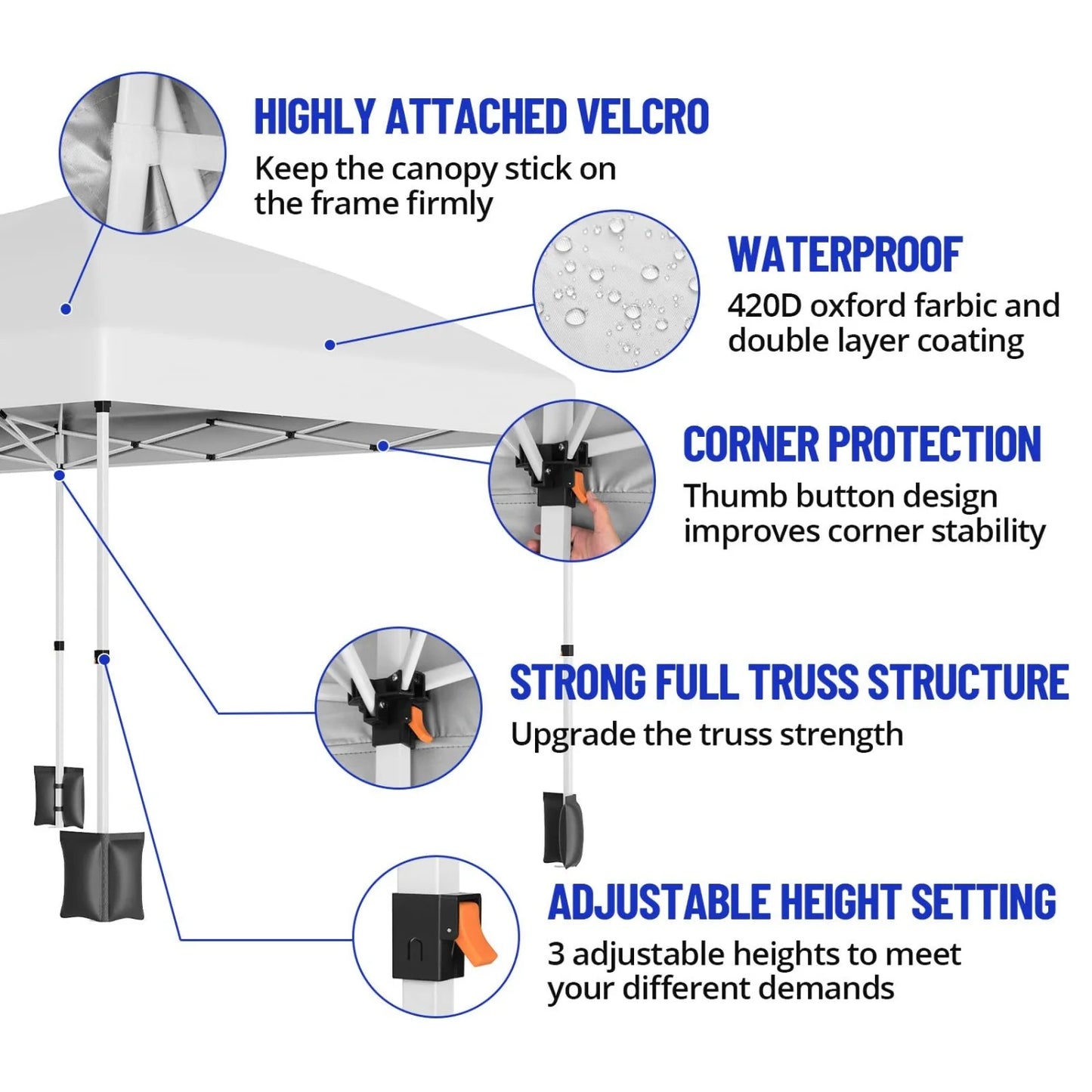 HiMISS Pop Up Canopy Tent With Removable Sidewalls Adjustable