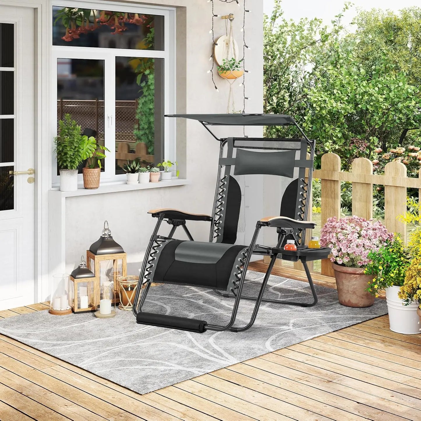 Zero Gravity Chair Adjustable Patio Recliner With Cup Holder And Padded Comfort